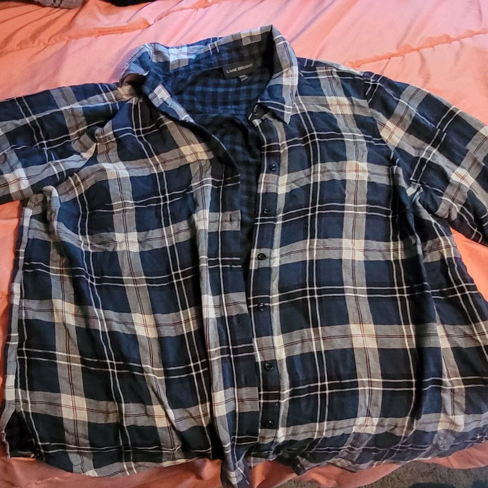 Lane Bryant 18/20 Blue plaid flannel
